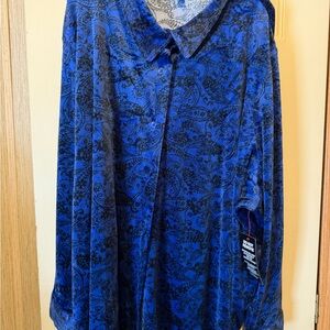 Woman Within Elegant Blue Paisley Velor Shirt